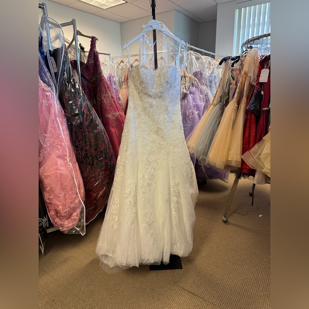 Elegant White Lace Strapless Gown M620